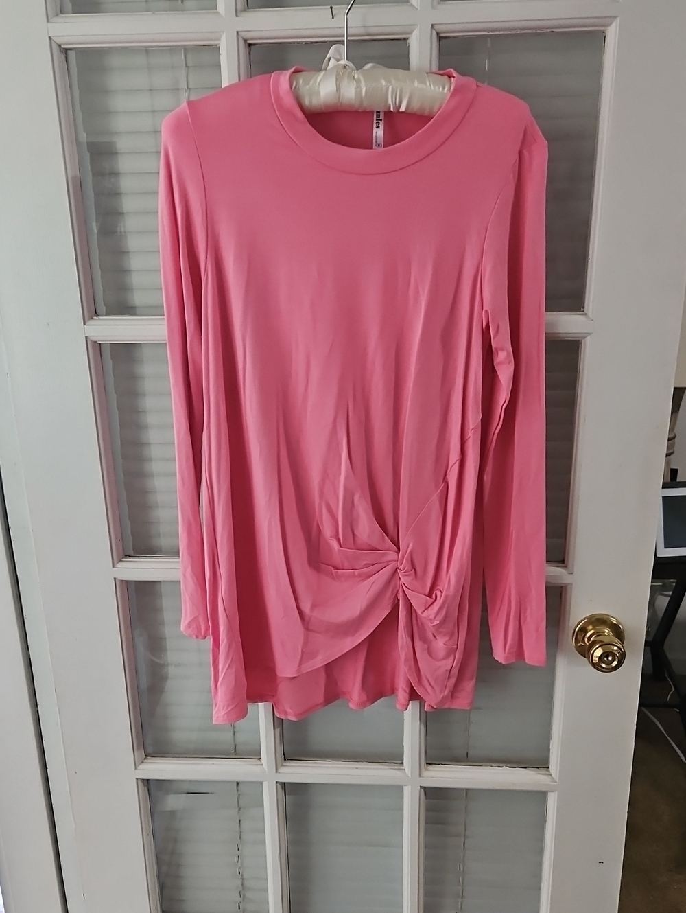 New Azules Pink Long-Sleeve Twist-Knot Tunic. Sz Small